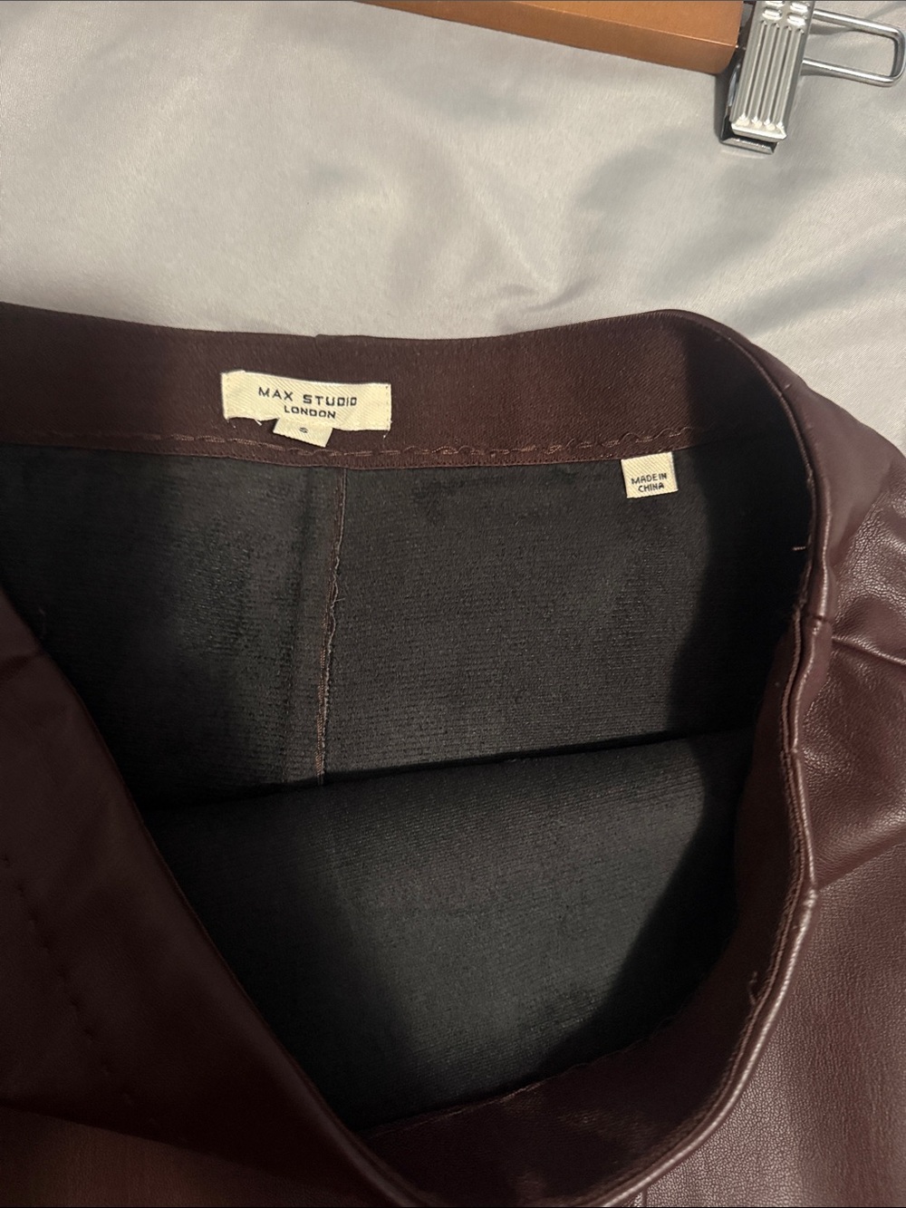 Max Studio Faux Leather Mini Skirt in Wine - Picture 2 of 8